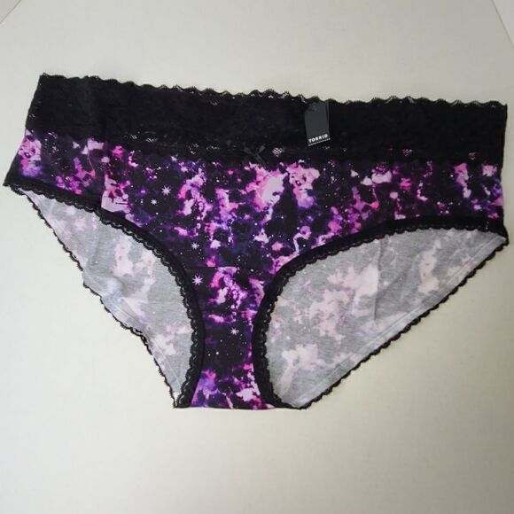 4X 26W Torrid Purple Hipster Panty Tie Dye Galaxy Space Wide Lace Band Mid Rise - Picture 2 of 7